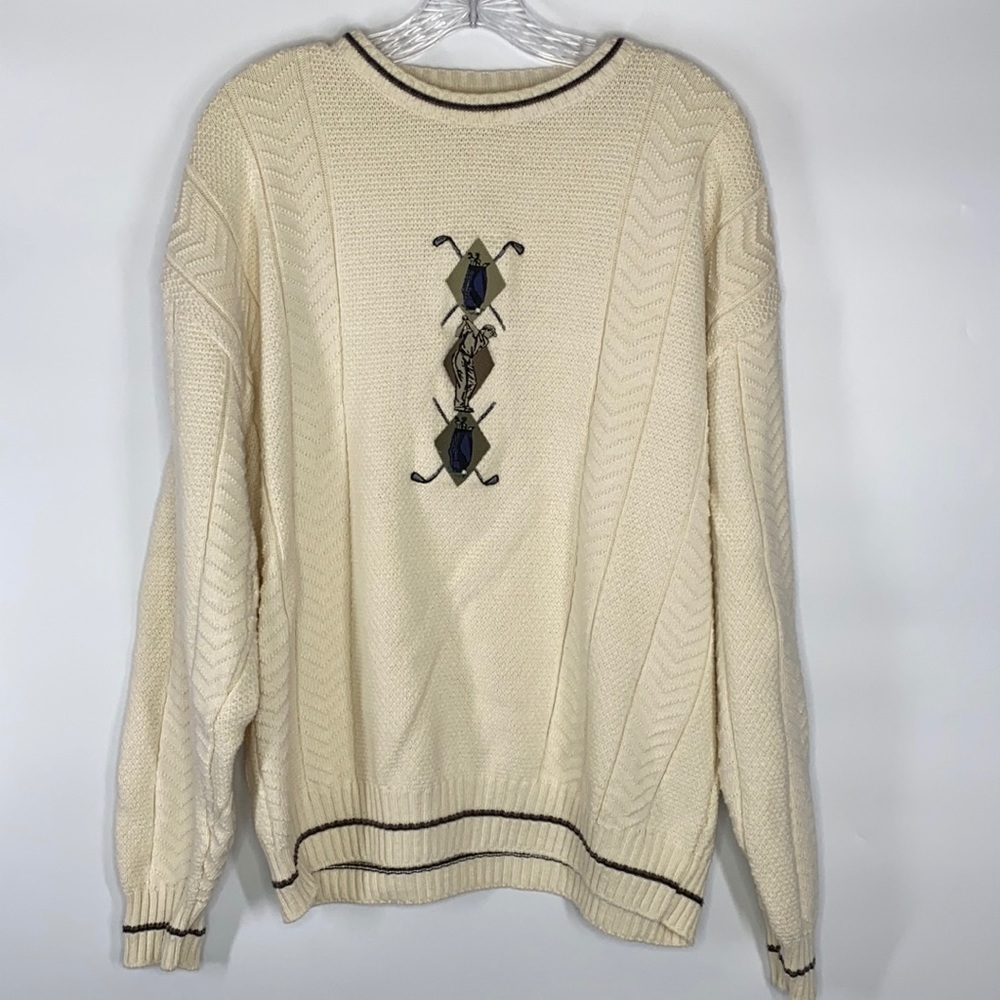 Vintage Shenandoah Golf Grandpa Cream Crewneck Sweater Size XL